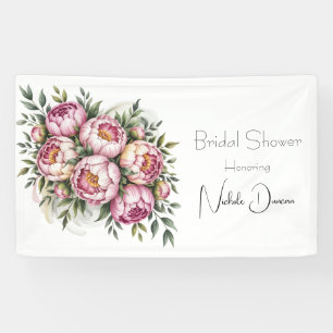 Elegant Peony Floral Bridal Shower Banner