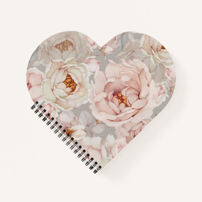Elegant Peony Floral  Notebook (Front)