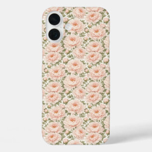 Elegant Peony Floral Pattern iPhone 16 Plus Case