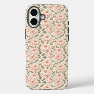 Elegant Peony Floral Pattern iPhone 16 Plus Case