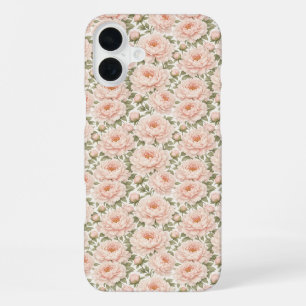 Elegant Peony Floral Pattern iPhone 16 Plus Case