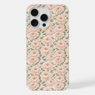 Elegant Peony Floral Pattern iPhone 15 Pro Max Case