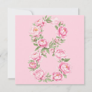 Elegant Peony Flower Illustration for March 8  Holiday Card