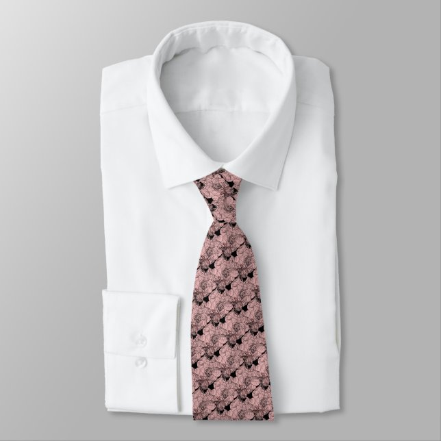 Elegant  Peony Flower Pink Blush Floral Pattern Tie (Tied)