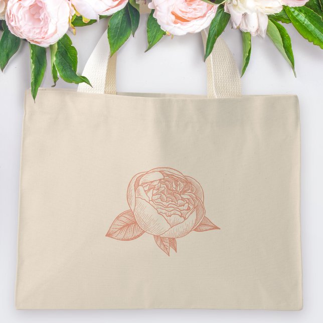 Elegant Peony Flower Wedding Gift Mini Tote Bag (Creator Uploaded)