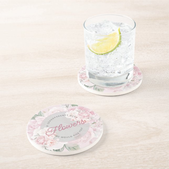 Elegant Peony Flowers Grandparents We'd Pick You Coaster (Side)
