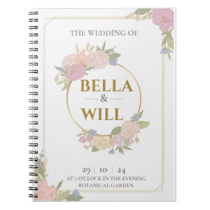 Elegant Peony Lily Rose Wedding Notebook