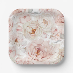 Elegant Peony Paper Plates