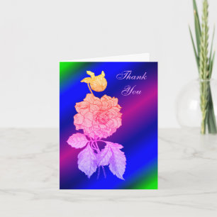 Elegant Peony Rainbow Floral Thank You Card