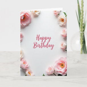 Elegant Peony Script Birthday Card