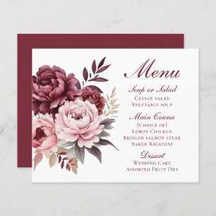Elegant Peony Watercolor Floral Wedding Menu