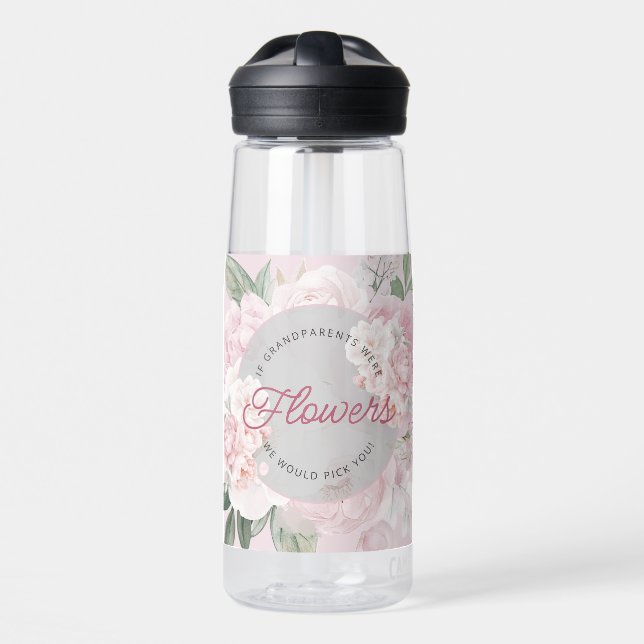 Elegant Peony We'd Pick You Grandkids Names Water Bottle (Front)