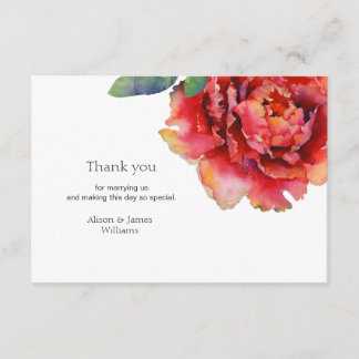 Elegant peony wedding thank you card