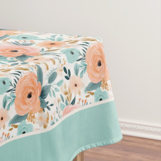 Elegant Perennial Love Floral Pattern Personalised Tablecloth (In Situ)