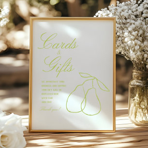 Elegant Perfect Pear Minimal Bridal Shower Display Poster