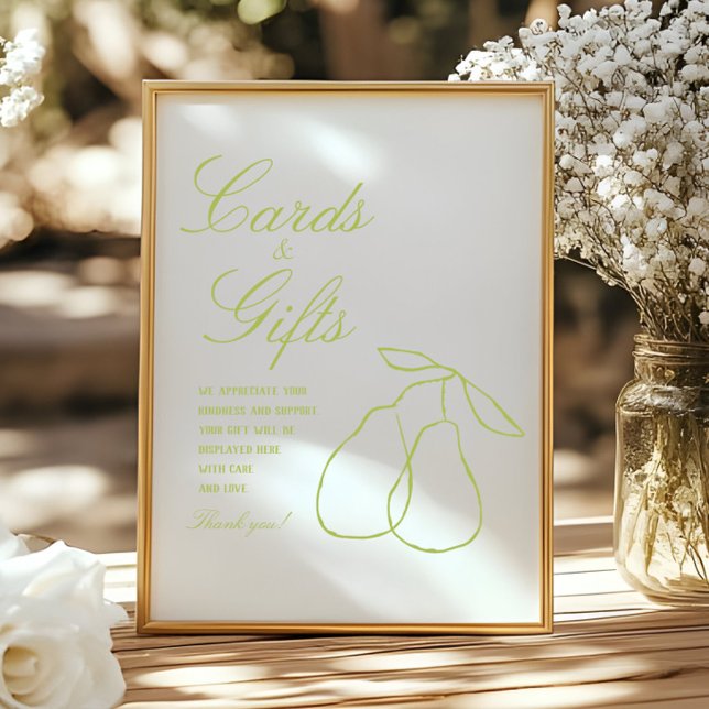 Elegant Perfect Pear Minimal Bridal Shower Display Poster (Creator Uploaded)