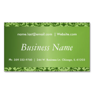 Elegant Peridot Green Damask Magnetic Business Card