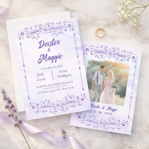Elegant Periwinkle Blue Floral Wedding Invitation