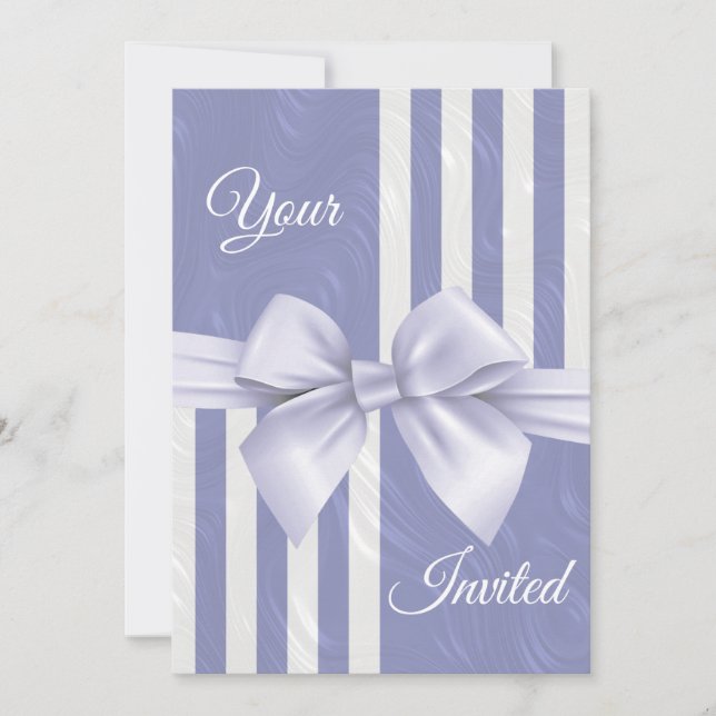 Elegant Periwinkle Blue Floral Wedding Invitation (Front)