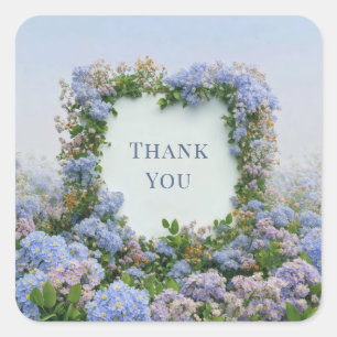 Elegant Periwinkle Blue Orange Wildflower Meadow Square Sticker