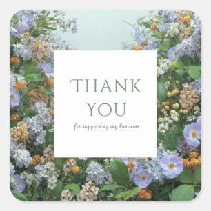 Elegant Periwinkle Blue Peach Wildflower Meadow Square Sticker