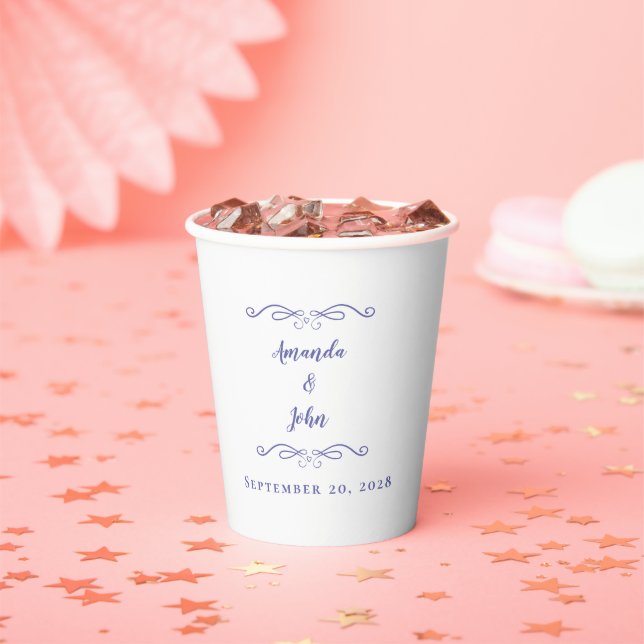 Elegant Periwinkle Blue Wedding Party Reception Paper Cups (Insitu)