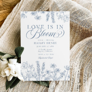 Elegant Periwinkle Blue Wildflower Bridal Shower Invitation