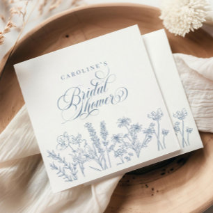 Elegant Periwinkle Blue Wildflower Bridal Shower Napkin