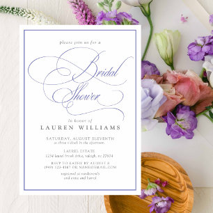 Elegant Periwinkle Calligraphy Bridal Shower Invitation