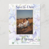 Elegant Periwinkle Clematis Save the Date Photo