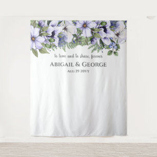 Elegant Periwinkle Floral Photo Backdrop Wedding Tapestry