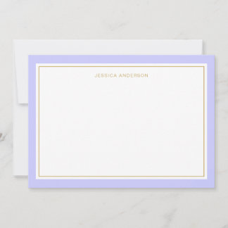 Elegant Periwinkle Gold Border Personalised Card