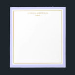 Elegant Periwinkle Gold Personalised Notepad<br><div class="desc">This notepad features elegant and minimalist thick periwinkle border and thin gold border. Personalise it with your name or company name.</div>