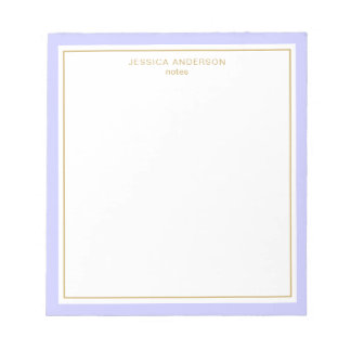 Elegant Periwinkle Gold Personalised Notepad