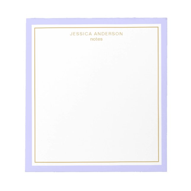 Elegant Periwinkle Gold Personalised Notepad (Front)