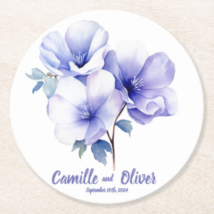 Elegant Periwinkle: Personalized Wedding Coasters
