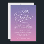 Elegant Periwinkle Purple Girly 30th Birthday Invitation<br><div class="desc">Your wife will love this elegant birthday party invitation by JessicaAmber. This cute card features a periwinkle purple colour scheme. A girly script font tells you it's a 30th birthday, and you can edit the text for the birthday person's name, and details of the party, including the location, date and...</div>