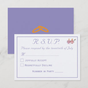 Elegant Periwinkle Two Hearts Catholic Wedding  RSVP Card