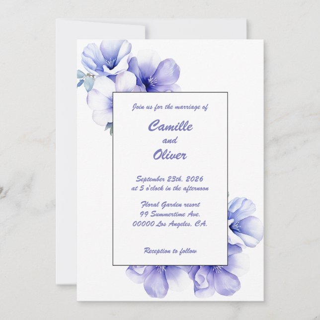 Elegant Periwinkle: Wedding Invitation (Front)
