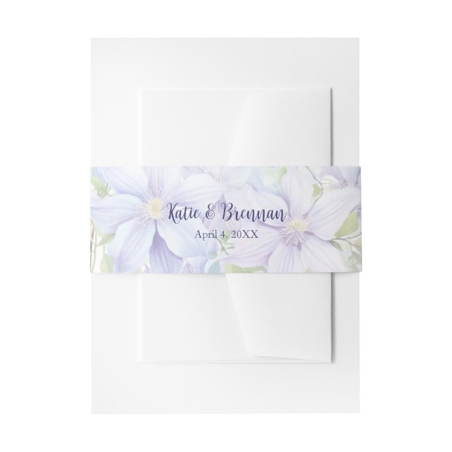 Elegant Periwinkle Wedding Invitation Belly Band (Front Example)