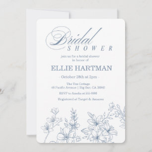 Elegant Periwinkle Wildflower Bridal Shower  Invitation
