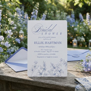 Elegant Periwinkle Wildflower Bridal Shower Invitation