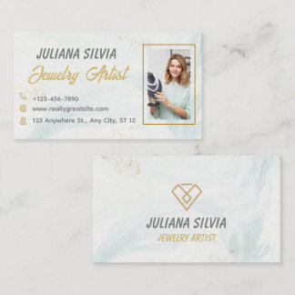 Elegant Permanent Jewellery Artist QR Code Busines Business Card