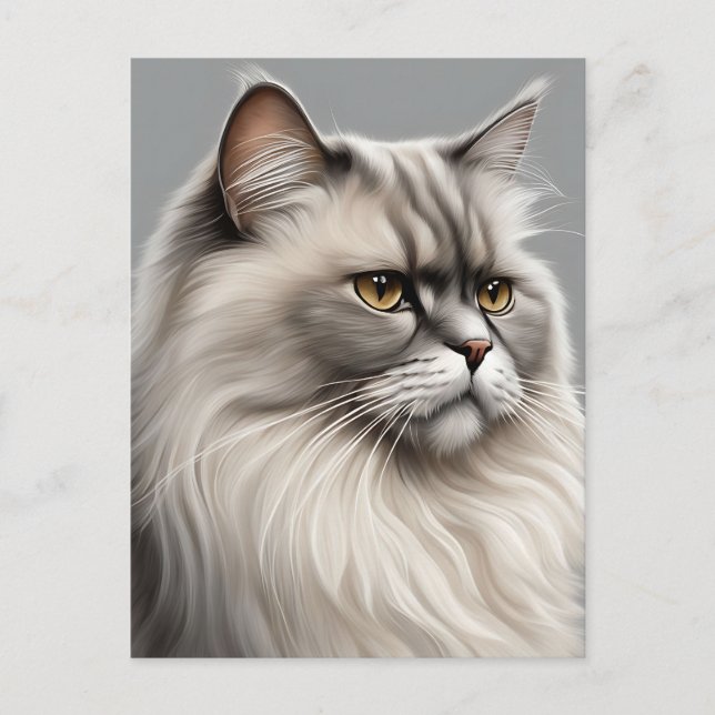 Elegant  Persian Cat Illustration Postcard (Front)