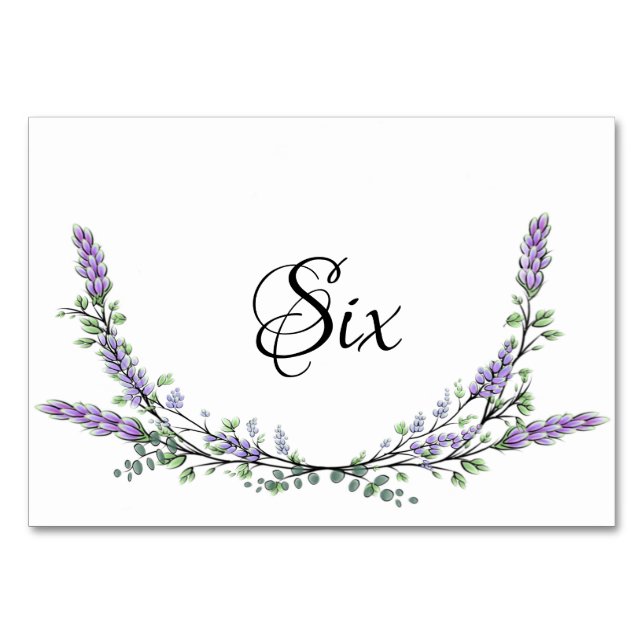 Elegant personalise lavender eucalyptus   table number (Front)