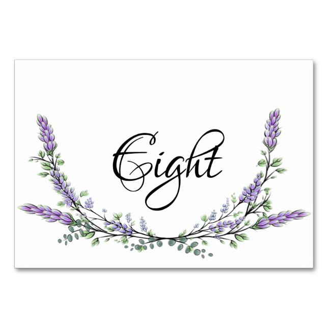 Elegant personalise lavender eucalyptus   table number (Front)