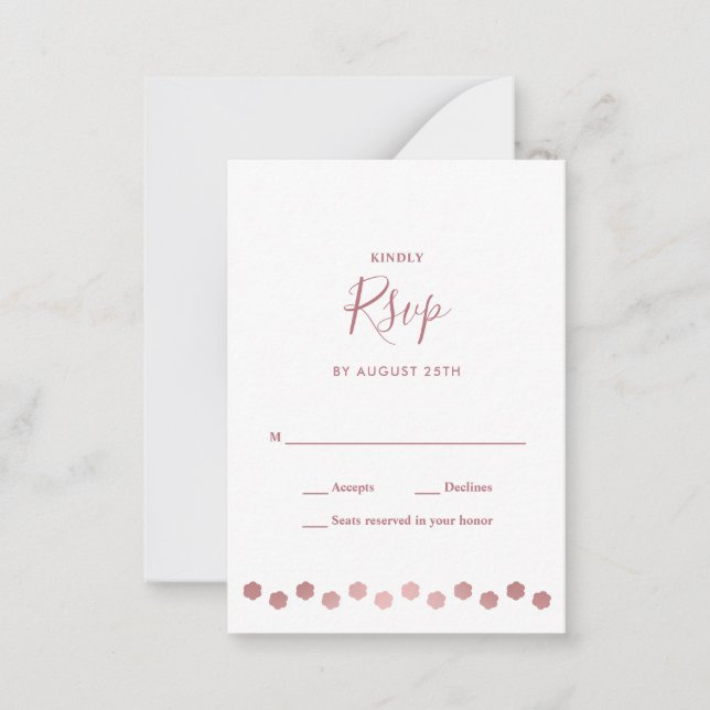 Elegant Personalise Rose Gold Dog Pet Wedding RSVP Card (Front)