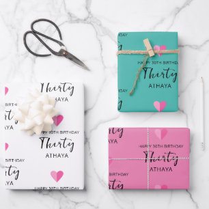 Elegant Personalised 30th Birthday  Wrapping Paper Sheet