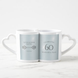 Elegant Personalised 60th Anniversary Couples Name Coffee Mug Set