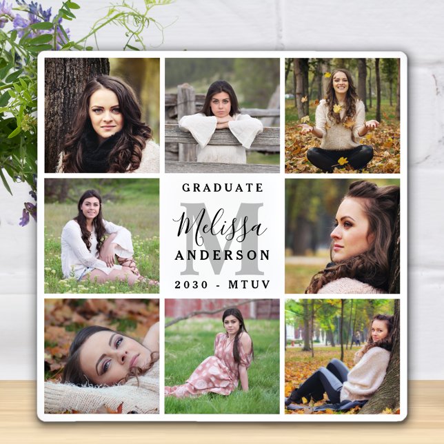 Elegant Personalised 8 Photo Collage Graduation Plaque (Creator Uploaded)